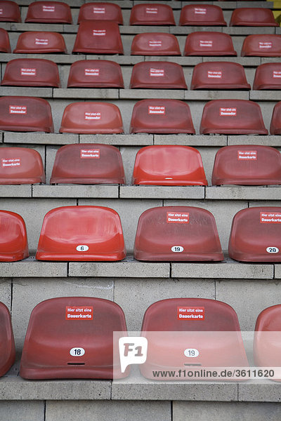 Seats in stadium  Oberhausen  North Rhine-Westphalia  Germany  Europe
