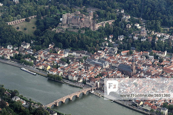 Aerial view of Heidelberg  Baden-Wuerttemberg  Germany  Europe