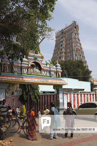 Gopuram of Srivilliputhur Vadapadrasayi temple  Srivilliputtur  Tamil Nadu  Tamilnadu  South India  India  Asia