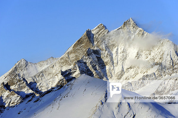 Täschhorn und Dom  Zermatt  Wallis  Schweiz  Europa  Europa