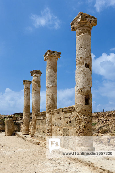 Ancient columns Roman settlement excavation site Paphos Southern Cyprus Greek Cyprus Southern Europe