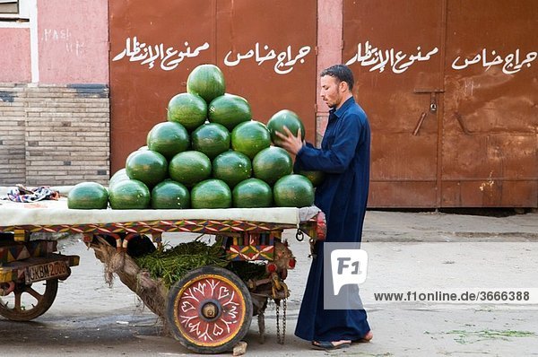 watermelon for sale in the market in Cairo Egypt