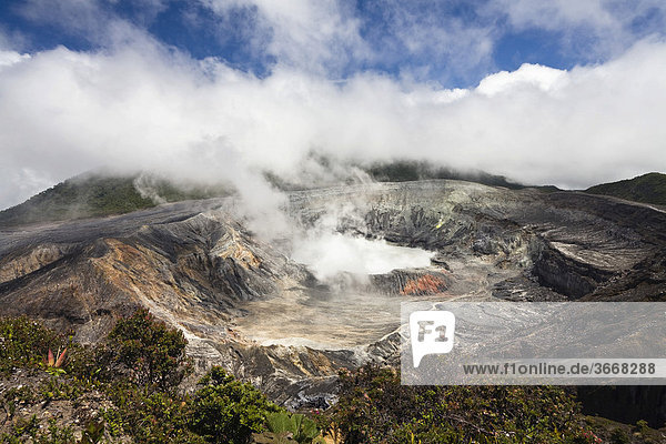 Crater of Poas Volcano  Poas Volcano National Park  Costa Rica  Central America