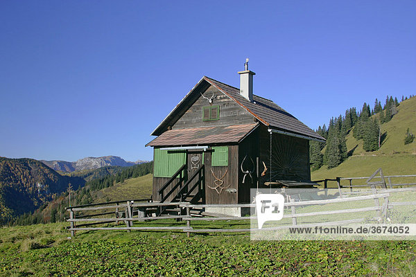 Wooden hut on the Turnauer alp Styria Austria