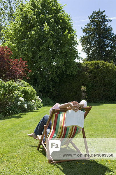 Woman relaxing deck chair