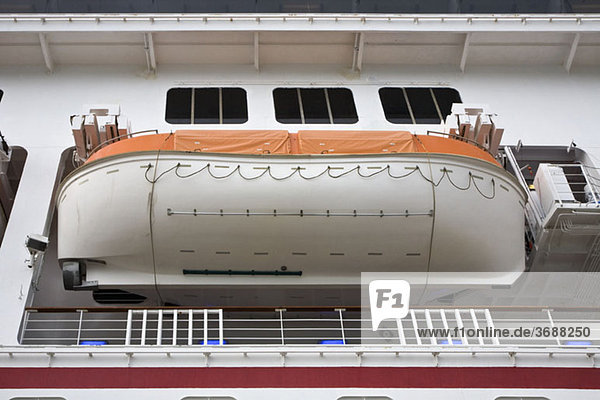 Low angle view of a lifeboat on a cruise ship