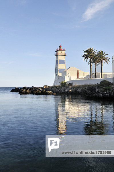 Lighthouse Farol de Santa Marta  Cascais near Lisbon  Portugal  Europe
