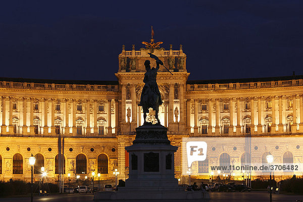 Hofburg am Heldenplatz  Erzherzog Karl Reiterdenkmal  Wien  Österreich  Europa