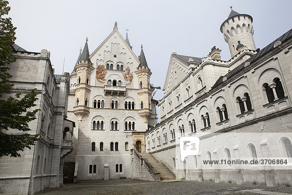 Inner courtyard of Neuschwanstein Castle  Bavaria  Germany
