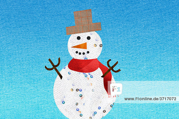 Snowman against blue background