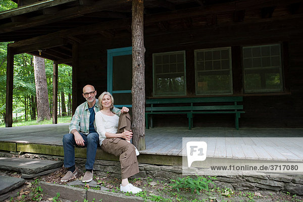 Mature couple at rural retreat