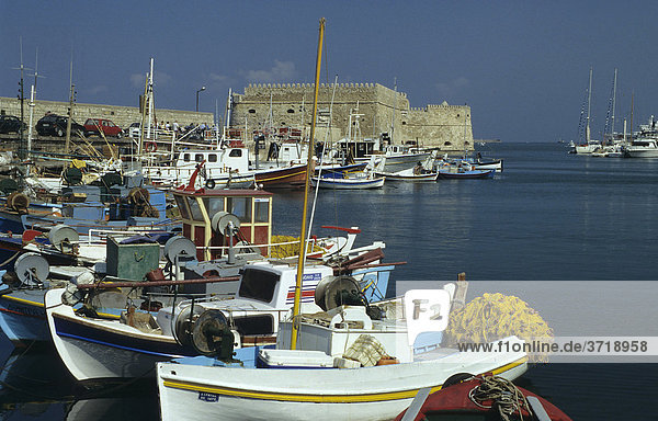 Fishing boats at the harbour of Heraklion  Crete  Greece
