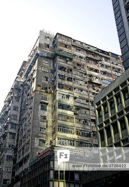 Old residential apartment building  Kowloon  Hong Kong  China  Asia