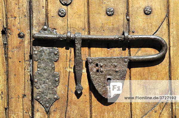 Old wooden gate  La Candelaria district  Bogot·  Colombia  South America