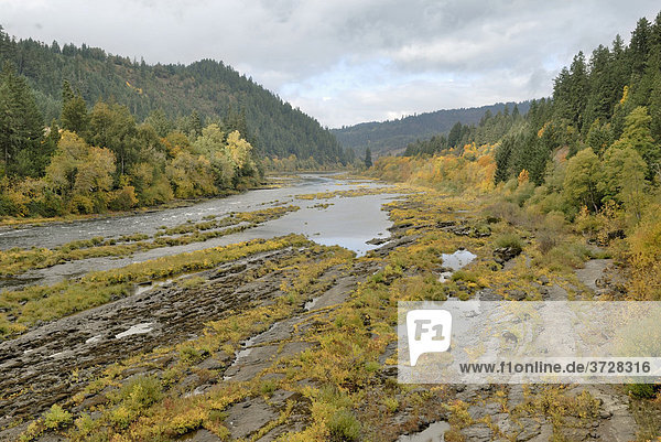 Herbststimmung am Umpqua River  Oregon  USA