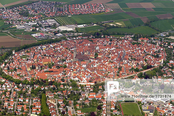 Aerial picture of Noerdlingen  Bavaria  Germany  Europe