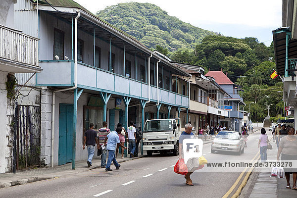 Geschäfte in der Indepedence Avenue  Victoria  Insel Mahe  Seychellen  Indischer Ozean  Afrika