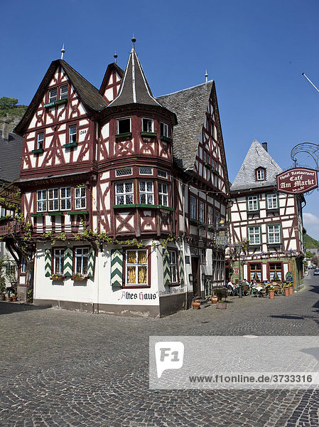 Blick auf das Alte Haus in der Altstadt von Bacharch  Unesco-Welterbe Oberes Mittelrheintal  Bacharach  Rheinland Pfalz  Deutschland  Europa