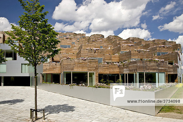 Moderne  bergförmige Appartmentgebäude in Kopenhagen  Dänemark  Europa