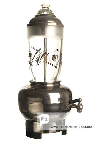 Alte elektrische Kaffeemaschine  Perkolator  mit Glasbehälter und Auslaufhahn
