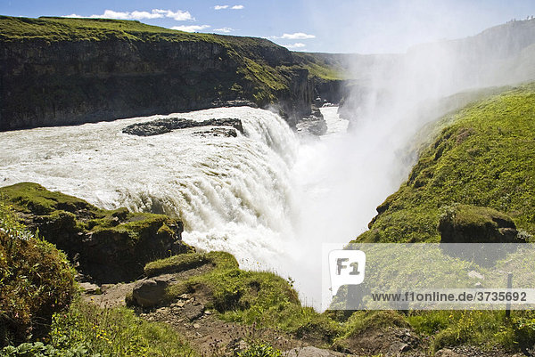 Hvita Canyon  Golden waterfall  Gullfoss waterfall  river Hvita  Iceland