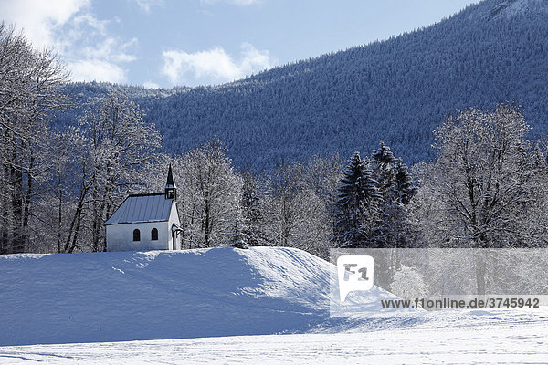 Kapelle in Fleck  Gemeinde Lenggries  Isarwinkel  Oberbayern  Bayern  Deutschland  Europa