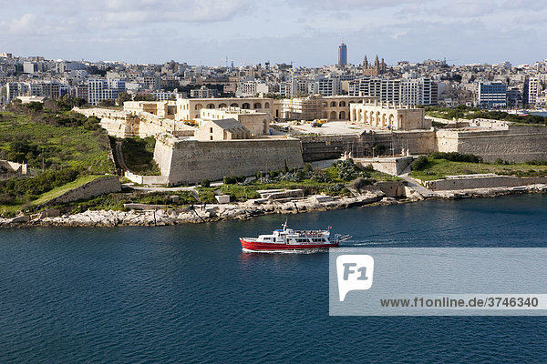View of Valletta from Marsamxett Harbour on Manoel Harbour  Valletta  Malta  Europe