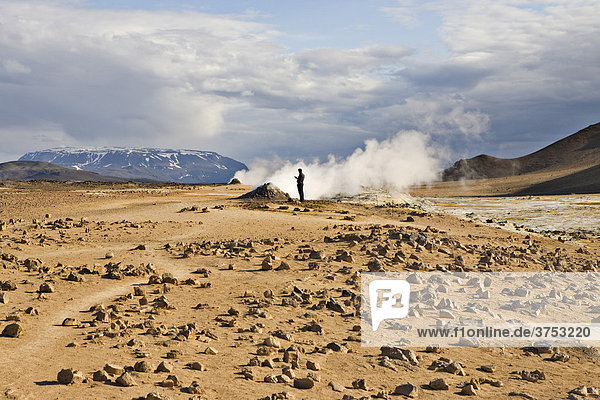 Fumarole  Hveraroend geothermal region at the foot of Mt. N·mafjall  Myvatn  northern Iceland  Iceland  Atlantic Ocean