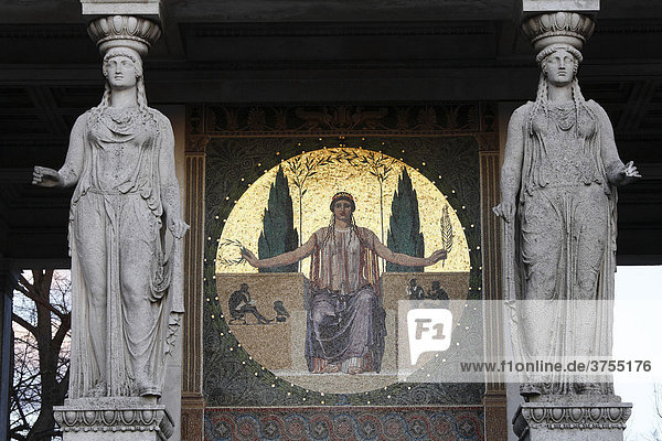 Golden mosaic  Friedensdenkmal (Freedom Monument)  Munich  Bavaria  Germany