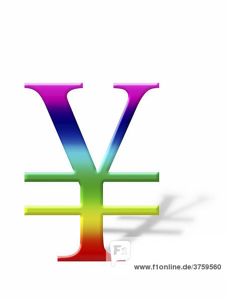 Yen sign symbol casting a shadow graphic