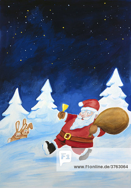 Santa Claus brings gifts  illustration