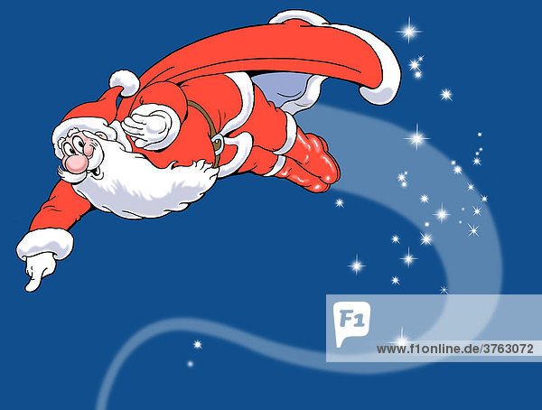 Fliegender Weihnachtsmann ist Superman  Illustration