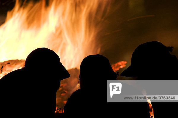 Solstice bonfire on Mr. Wallberg  Bavaria  Germany  Europe