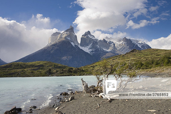 Los Cuernos peaks and Lago Nordenskjoeld  Torres del Paine National Park  Patagonia  Chile  South America