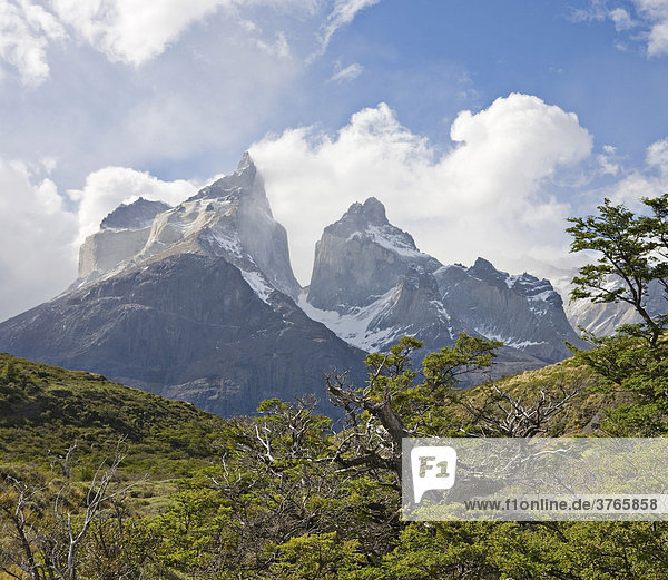 The peaks of Los Cuernos  Torres del Paine National Park  Patagonia  Chile  South America