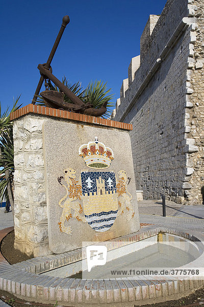 Well with coat of arms of Peniscola  Costa Azahar  Spain  Europe