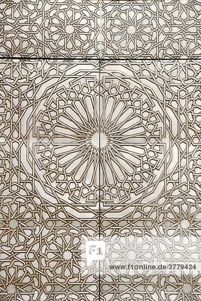 Symmetric pattern iron portal of mosque Hassan II Casablanca Morocco