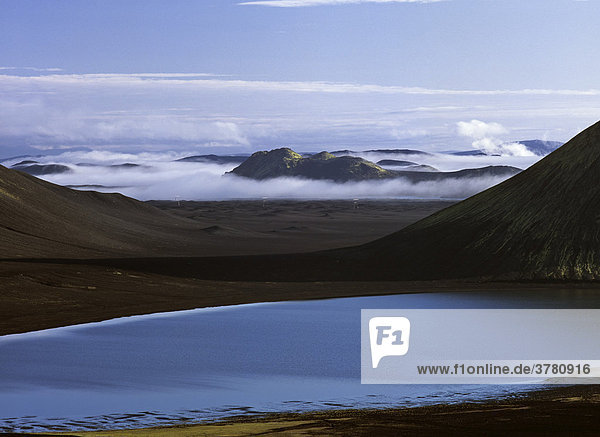 Blick vom Ljotipollur Vulkan  Landmannalaugar  Island