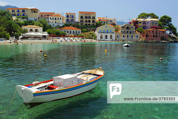 Port with beach  Fiscardo  Kefalonia  Ionian Islands  Greece