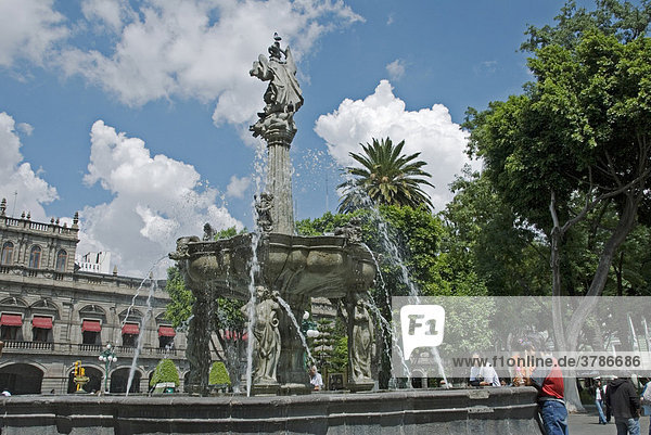 Fountain on the Zocalo Puebla Mexico