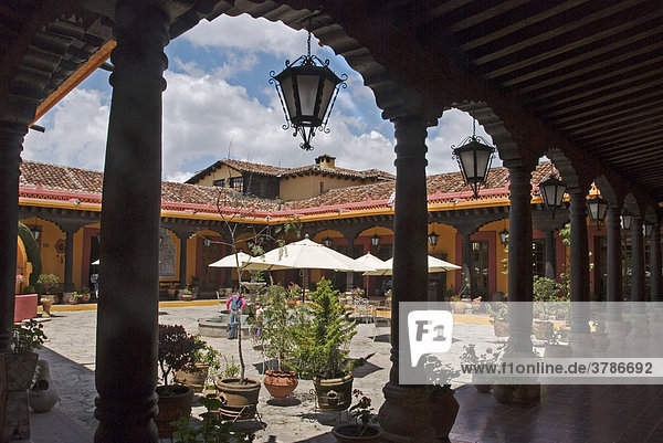 House with courtyard and fountain San Cristobal de las Casas Mexico
