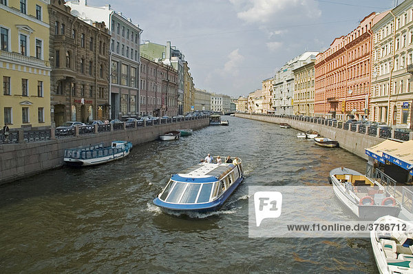 Sightseeing with a ship on the numerous canals Saint Peterburg Russia