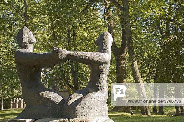 Granit sculpture in a park near Kuldiga  Latvia  Baltic States