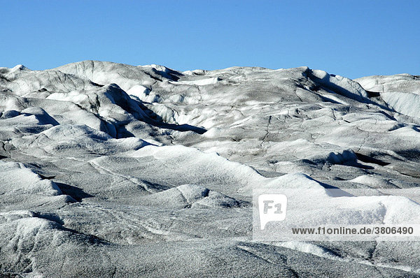 Falten auf der Oberfläche Inlandeis Apuserserpia Gletscher Ostgrönland