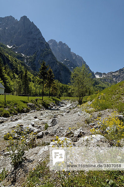 Kaisertal am Wilden Kaiser Kaisergebirge Tirol Österreich mit dem Kaiserbach