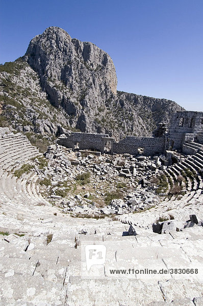 Termessos National Park near Antalya Turkey ancient city Termessos excavations in tne theatre