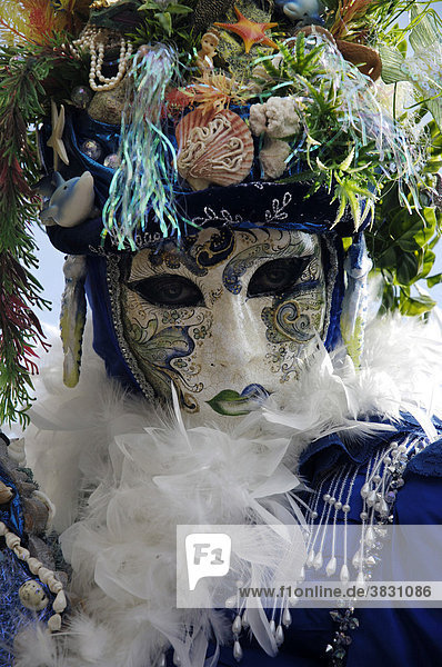 Portrait of mermaid mask at carneval in Venice  Italy