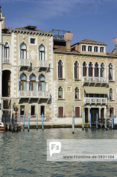 Facades of houses at Canale Grande in Venice Italy