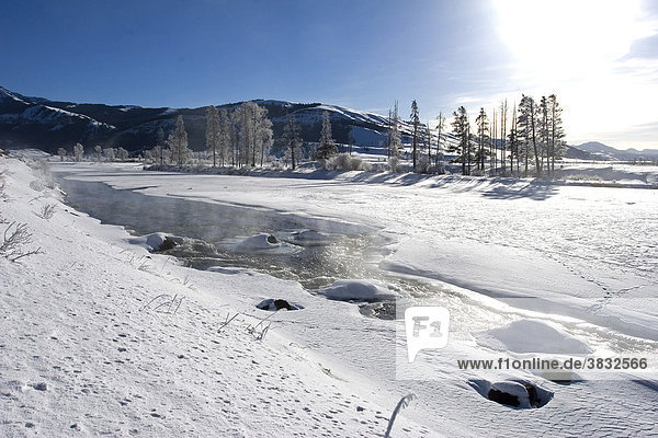 Lamar River im Winter im Yellowstone Nationalpark