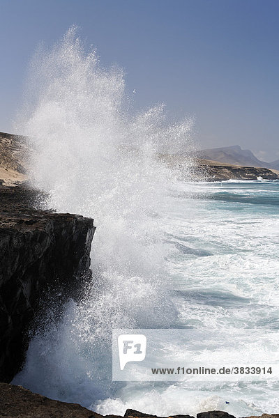 Brecher Wellen am Isthmus - Istmo de la Pared   Playa de Barlovento   Fuerteventura   Kanarische Inseln
